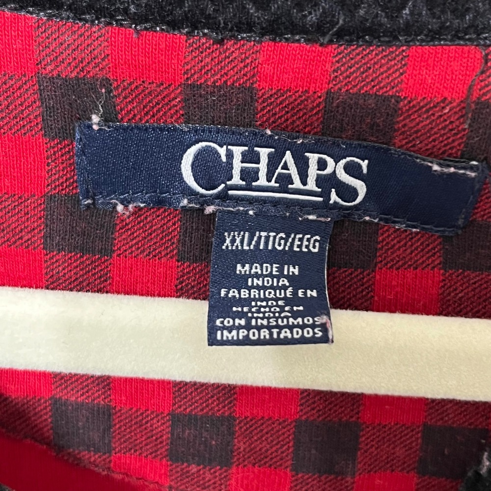 CHAPS Red Black Buffalo Plaid Long Sleeve Henley Shirt Womens XXL - Picture 3 of 6
